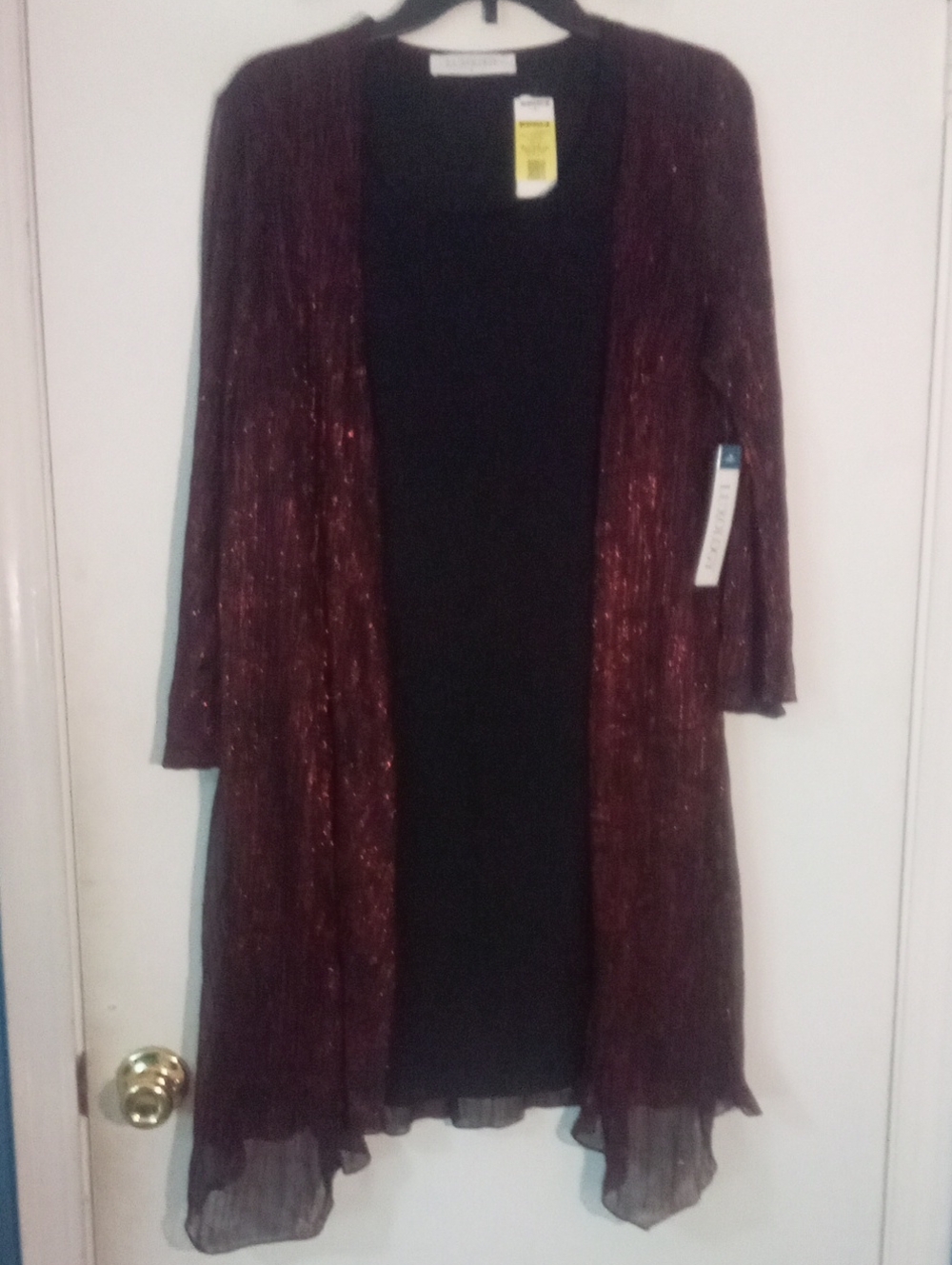* Luxology Metallic Burgundy & Black Dress Layer Look XL NWT $70